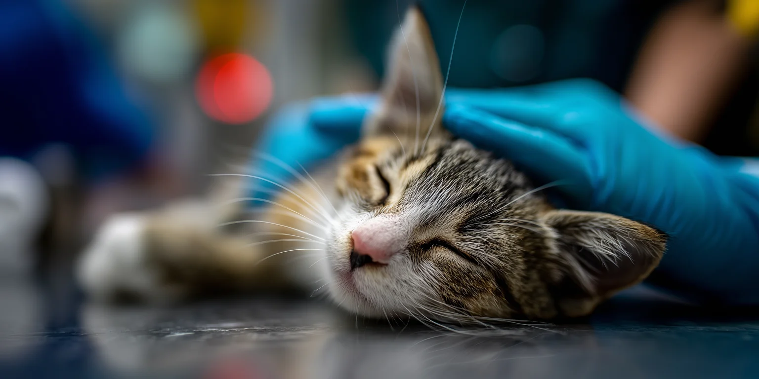 Hero Cat being cared for on a table